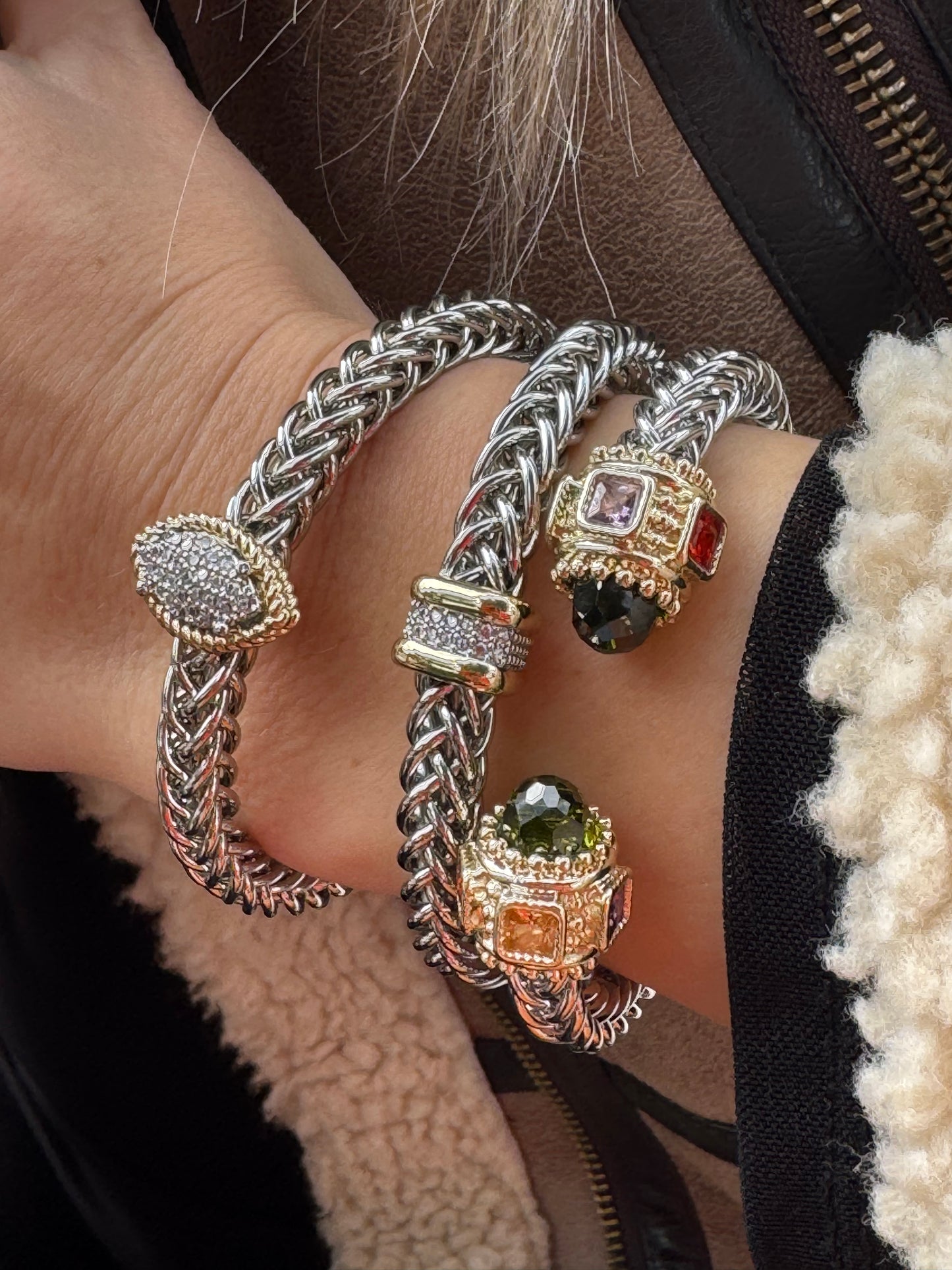 Leaf Shape Cubic Zirconium Bangle