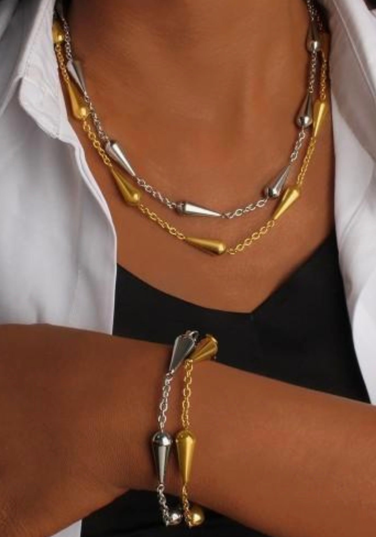 Barrel Link Chain White Gold Necklace