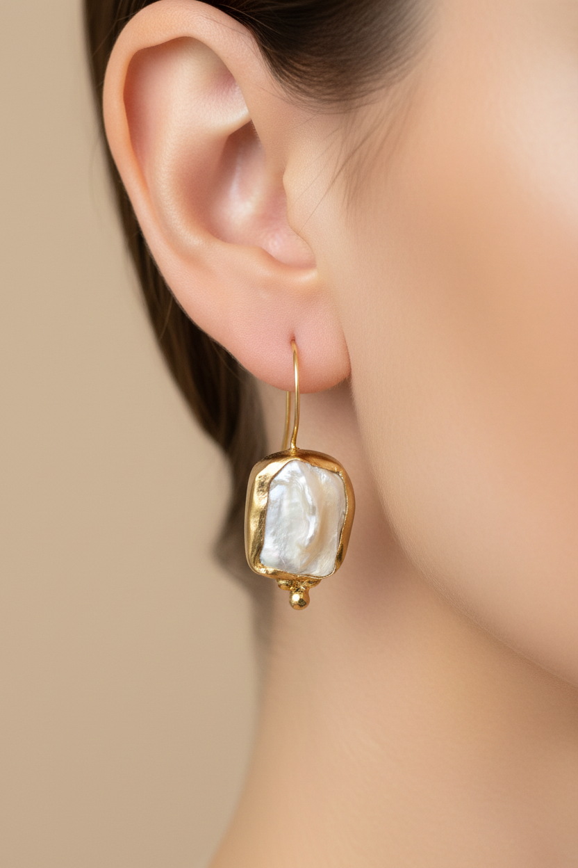 Mother of Pearl Square Drop Earrings