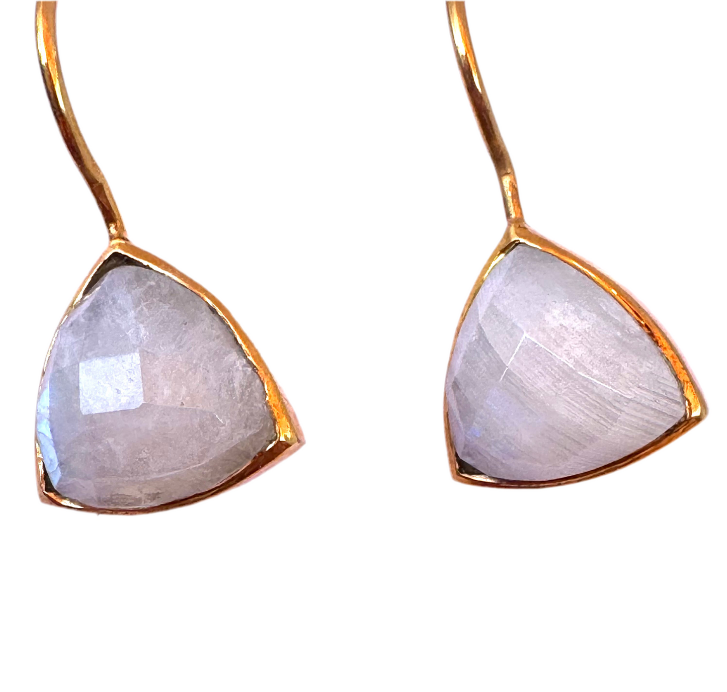 Triangle Bezel Set Moonstone Drop Earrings