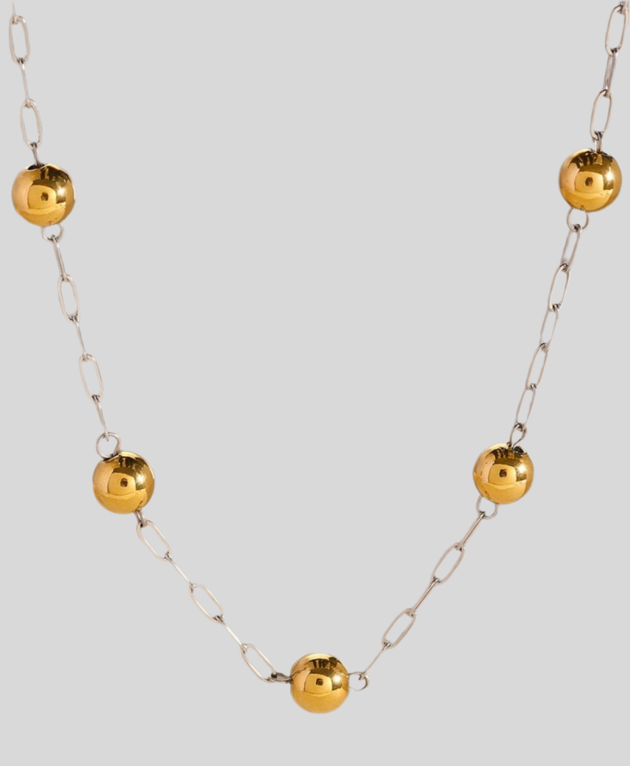 Silver Chain & Golden Balls Necklace