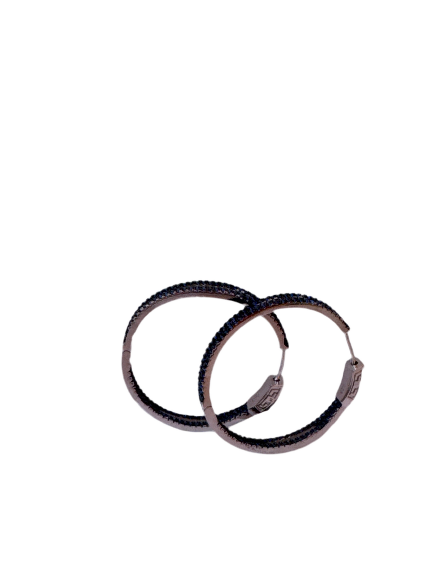 Double Royal Blue CZ Hoop Earrings