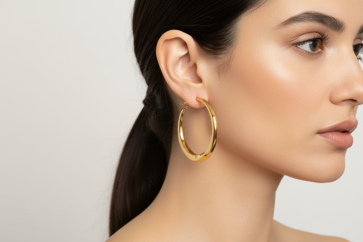 Yellow Gold Vermeil Wave Hoop Earrings