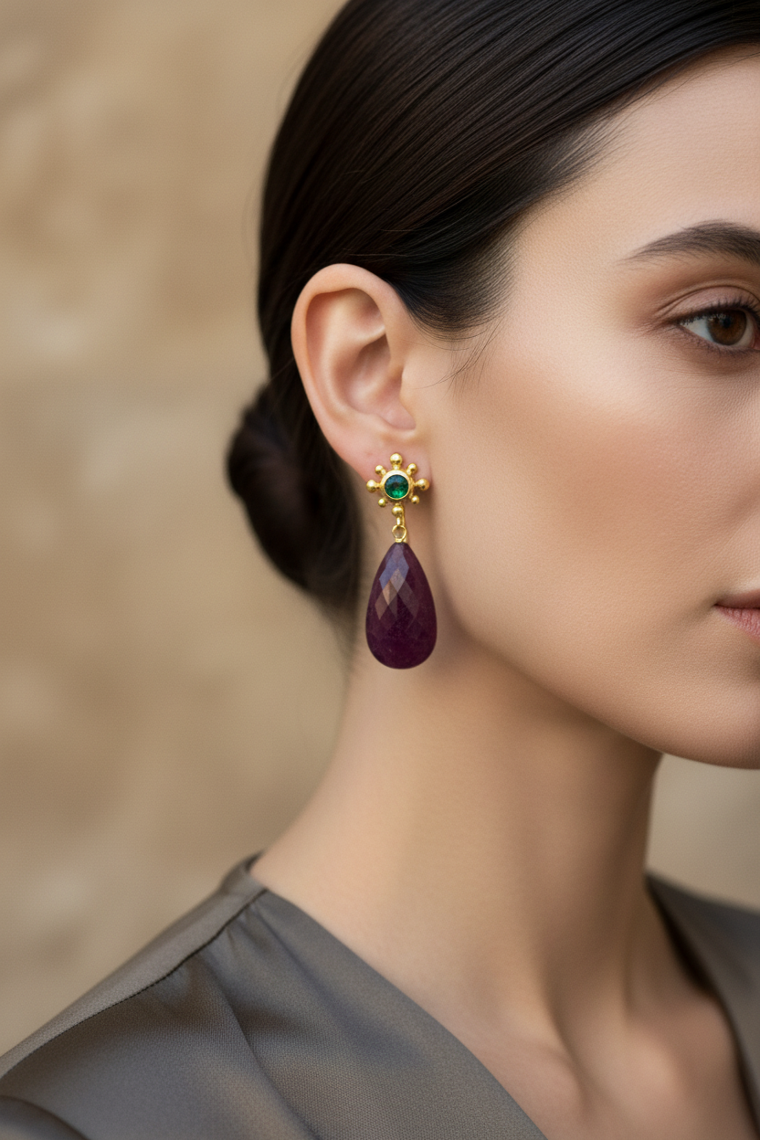 Tear Drop Ruby Earrings