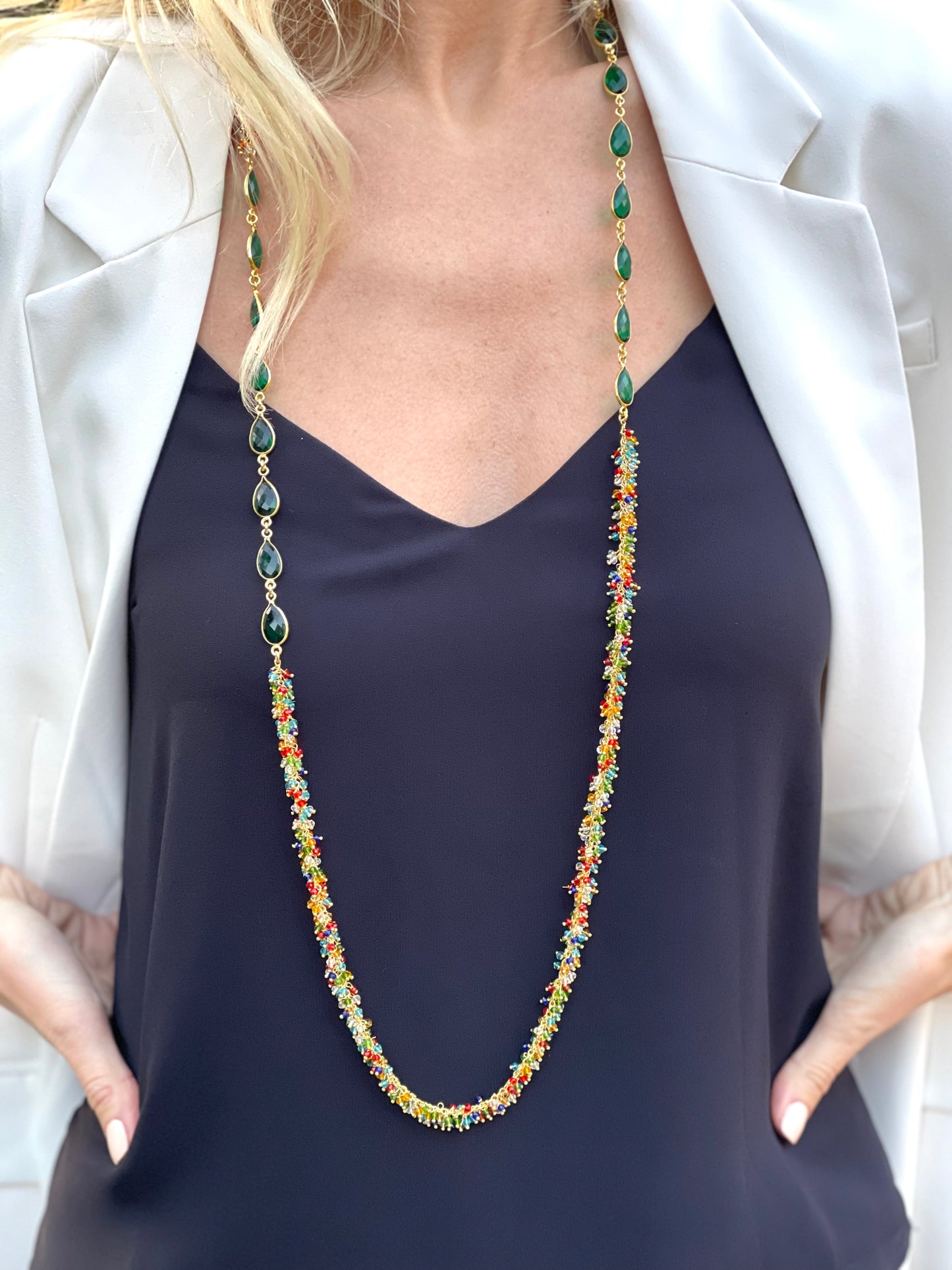 Carved Flower Green Agate Drop Earrings