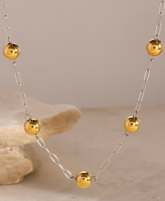 Silver Chain & Golden Balls Necklace