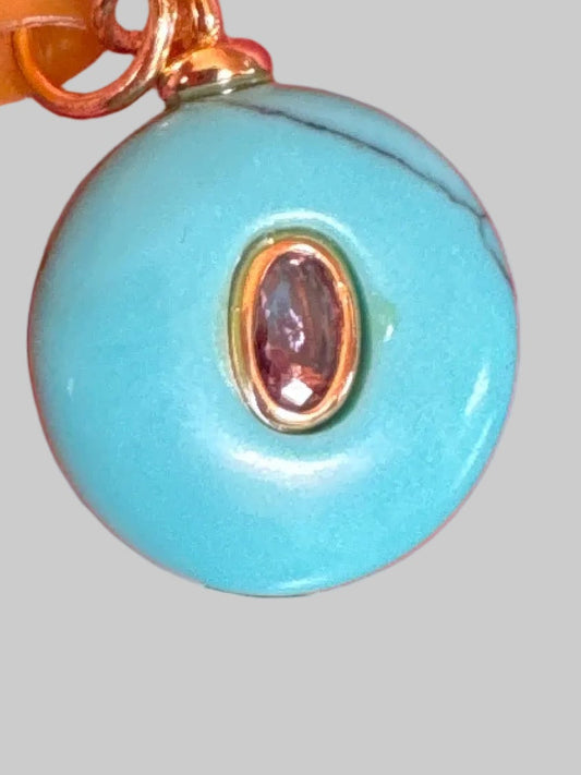 Small Round Turquoise Charm & Amethyst/ Chain Not Included