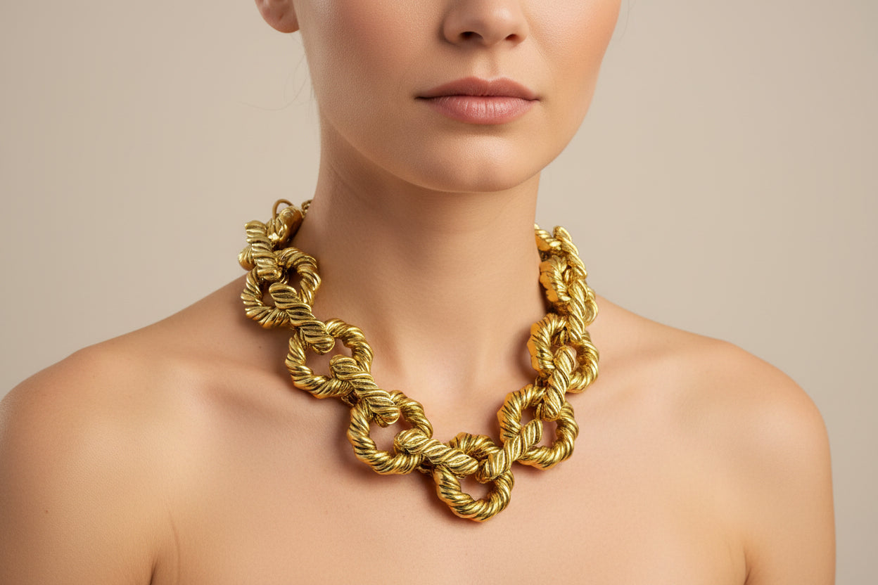 Bold Chunky Texture Gold Necklace