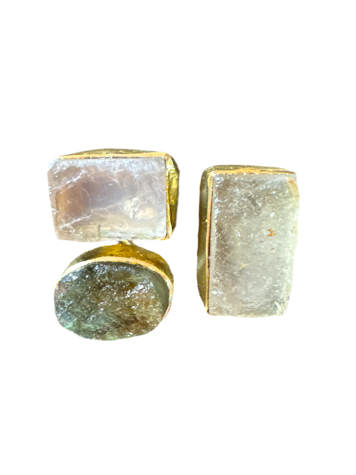 Three Stone Moonstone Labradorite Ring
