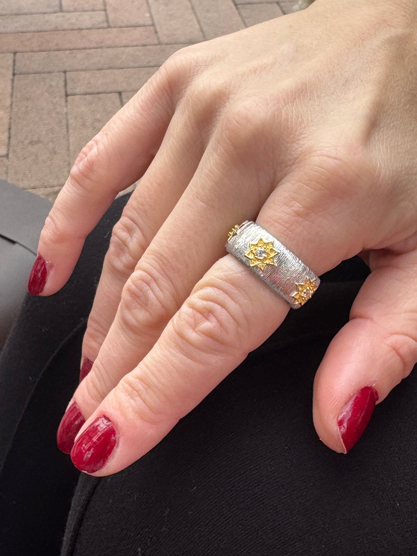 Sterling Silver White Gold Plated Band