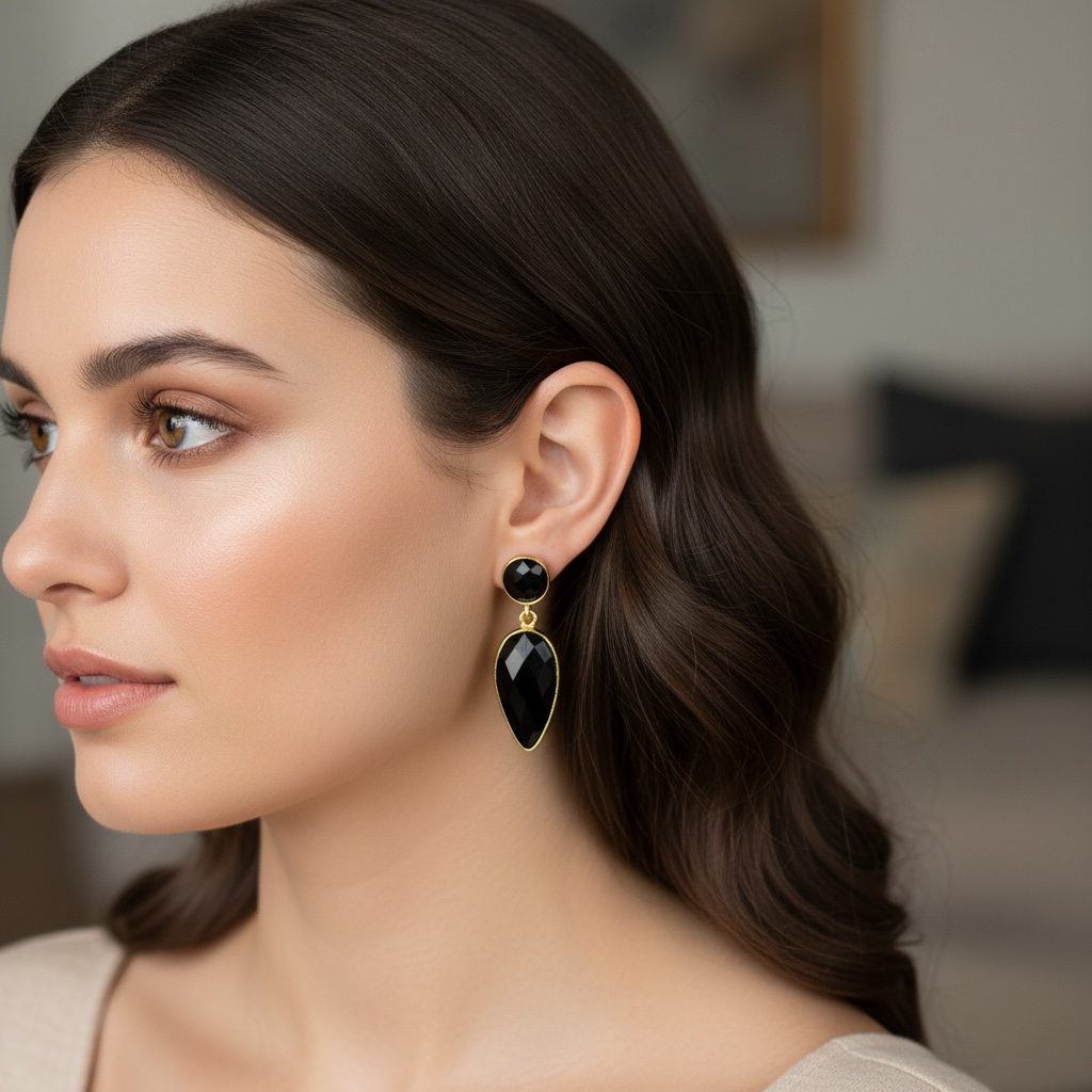 Onyx Double Tear Drop Earrings