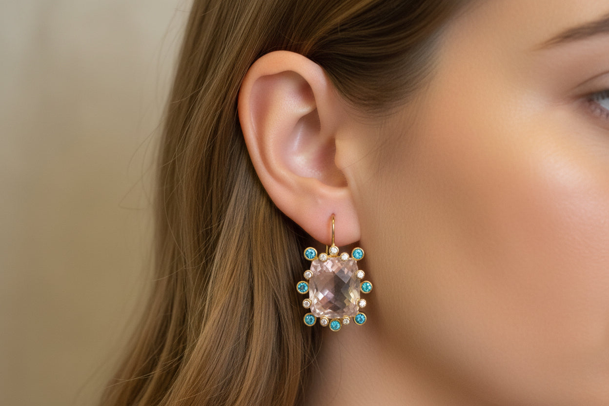 Large Faceted Crystal Drop Earrings