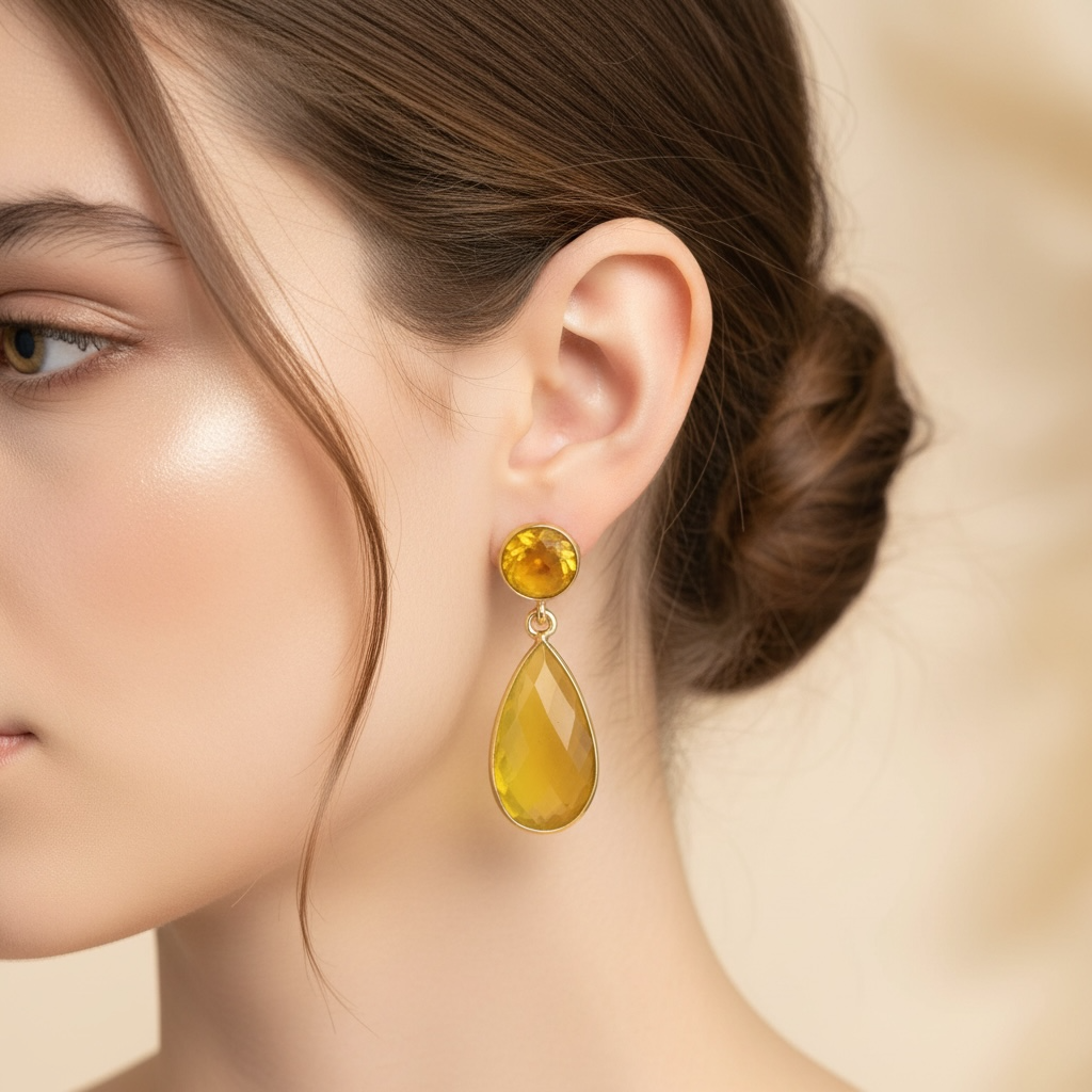 Citrine Double Tear Drop Earrings