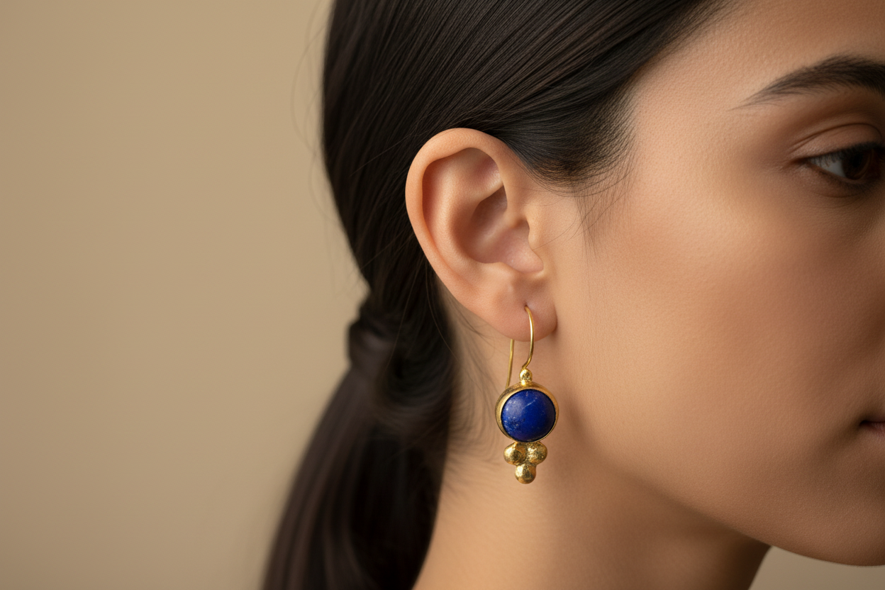 Dainty Lapis Drop Earrings