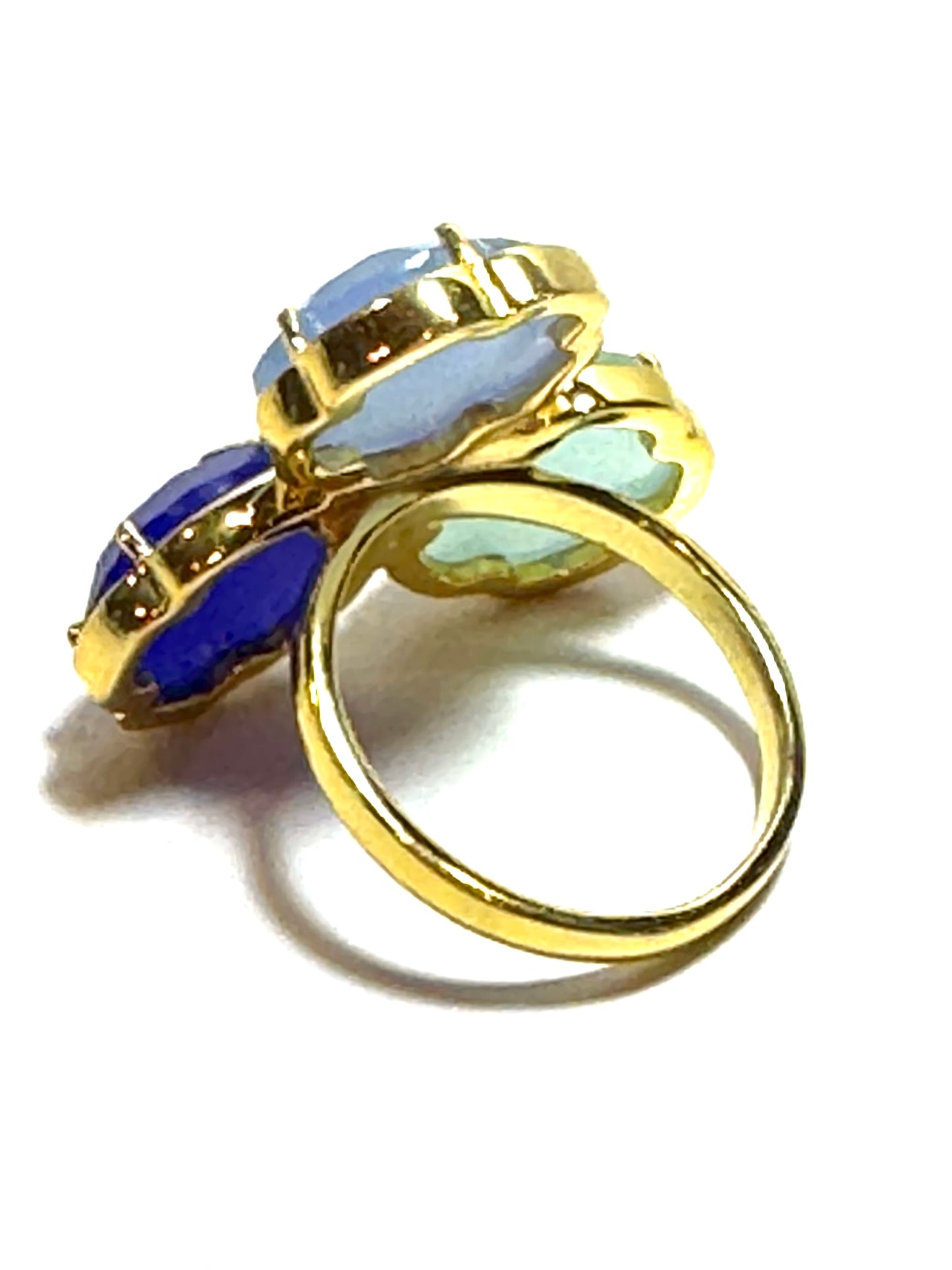 Triple Blue Flower & Cubic Zirconium Ring