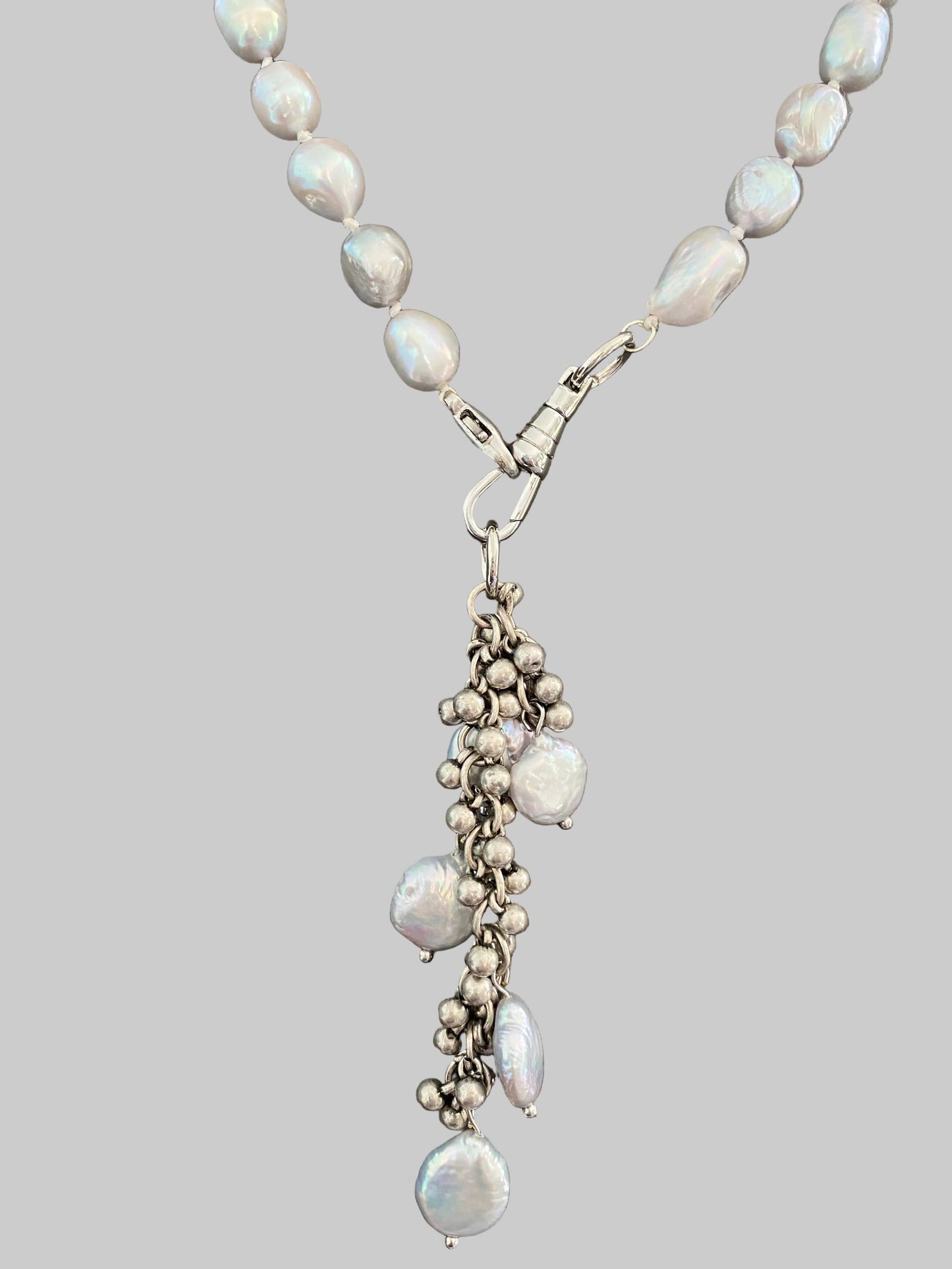 Gray Pearl Cascade Necklace