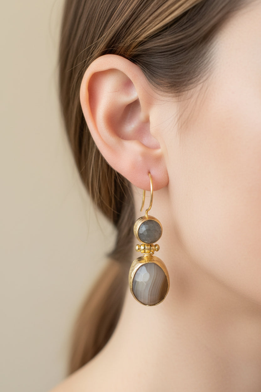 Double Cat Eye Drop Earrings
