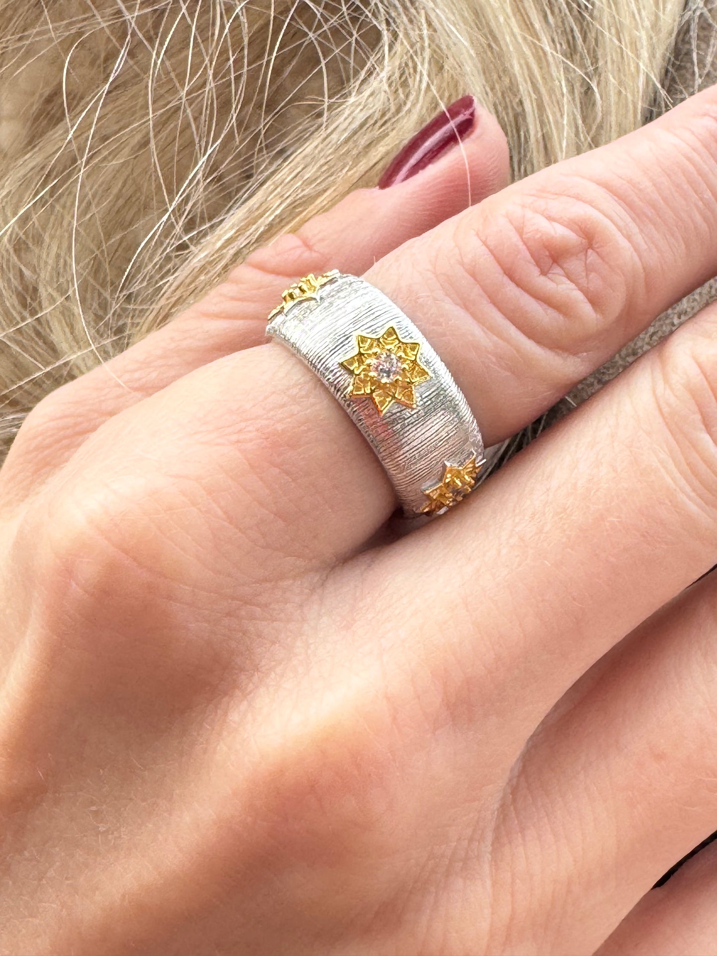 Sterling Silver White Gold Plated Band