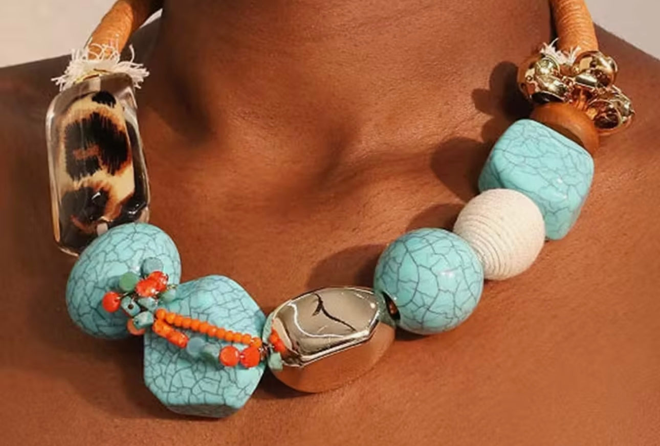 Large Multicolor Acrylic Bead Necklace