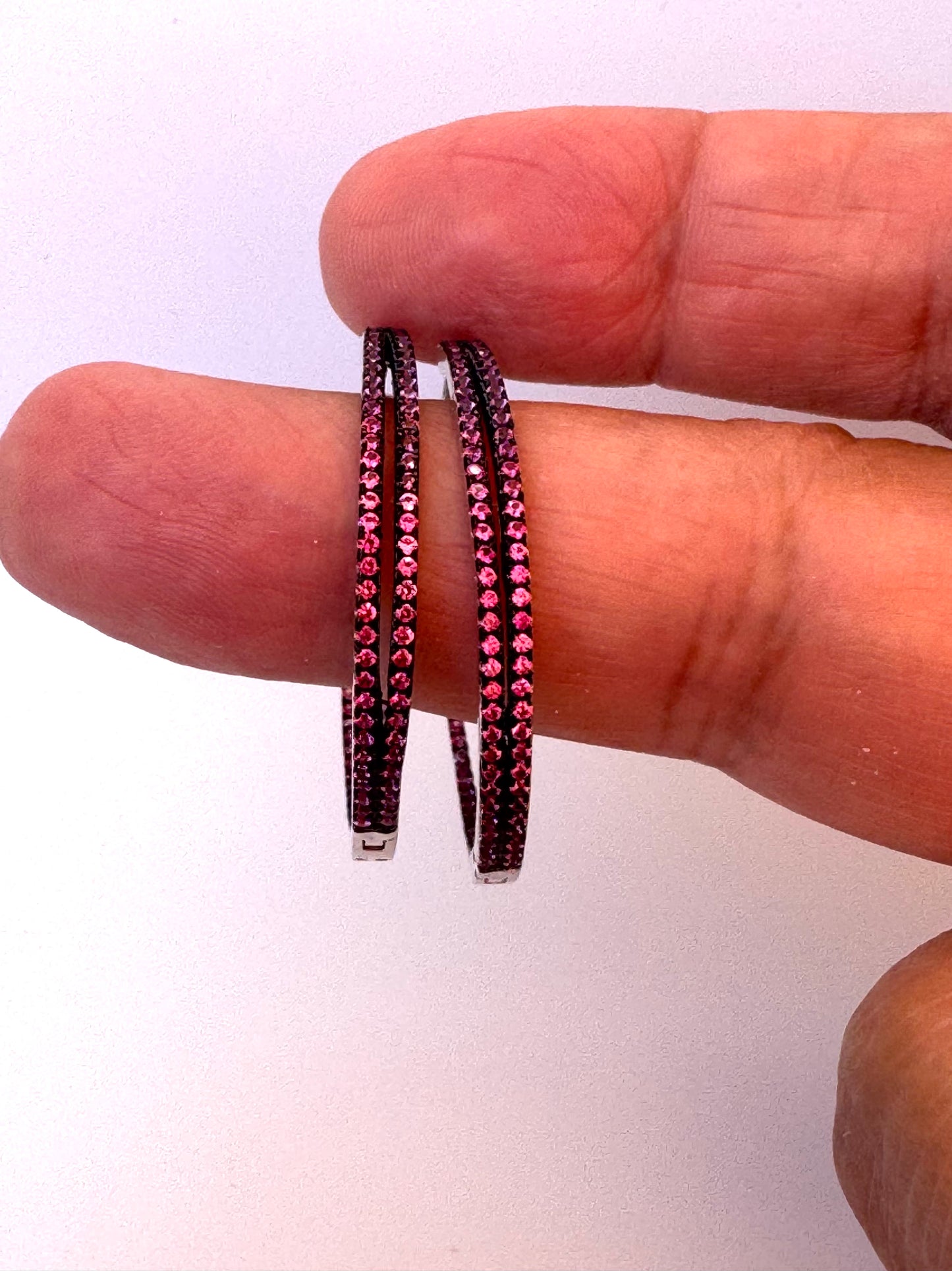 Double Raspberry CZ Hoop Earrings