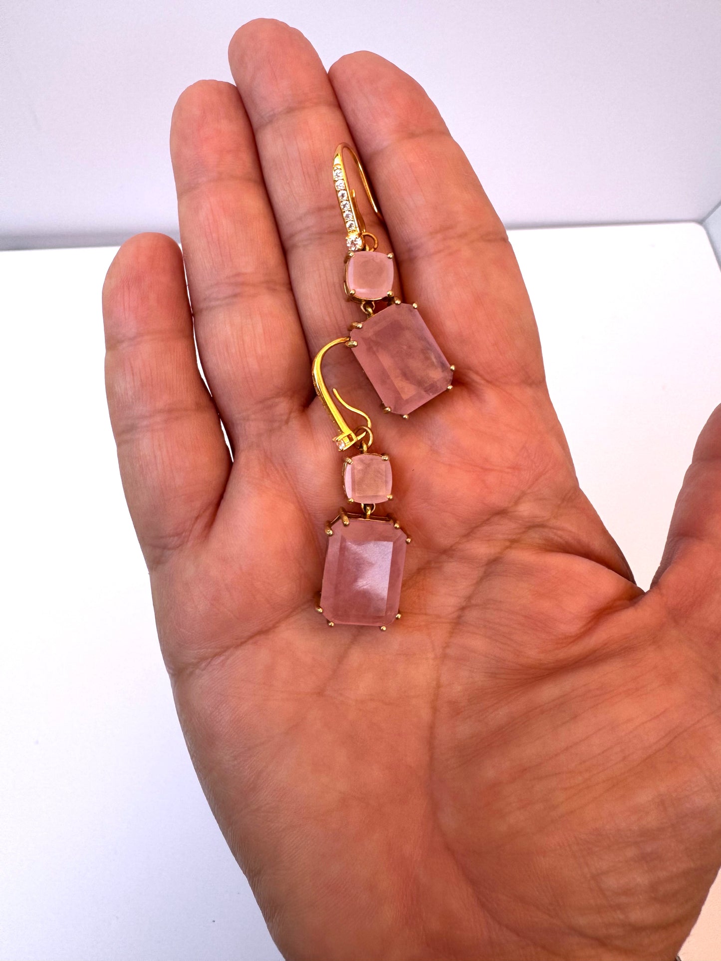 Rose Quartz Drop Earrings