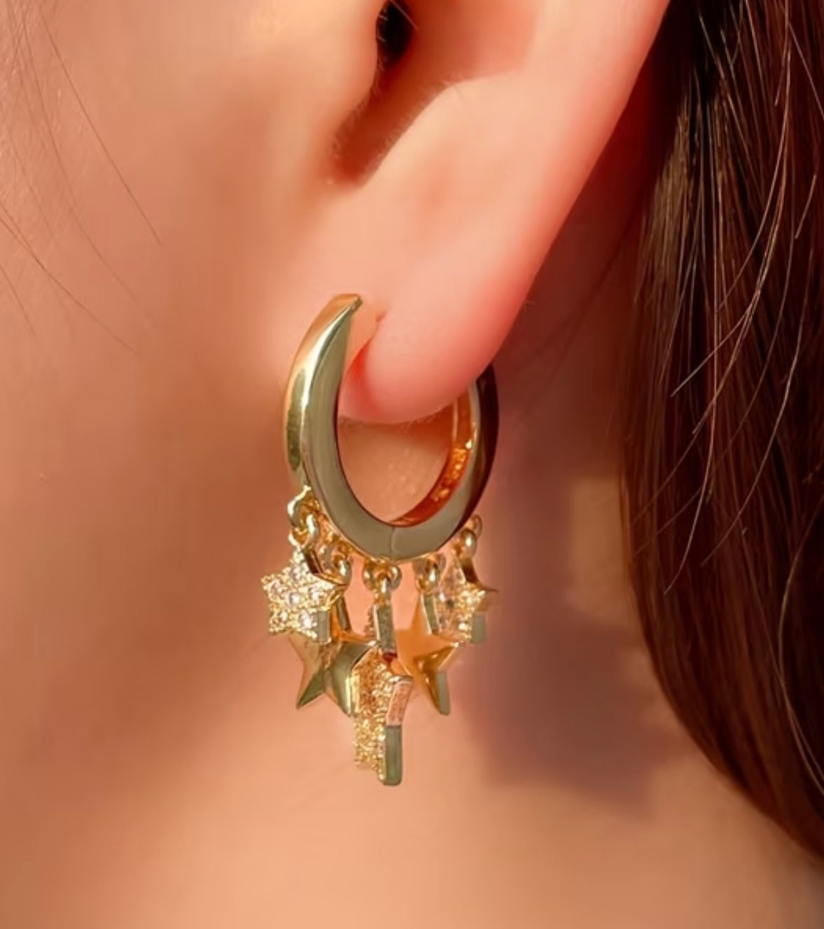 Gold Multi Star Hoop Earrings