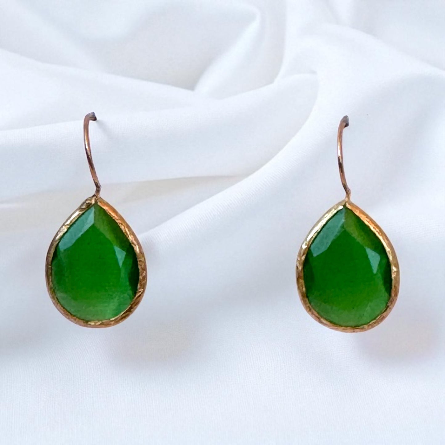 Green Quartz Tear Drop Earrings