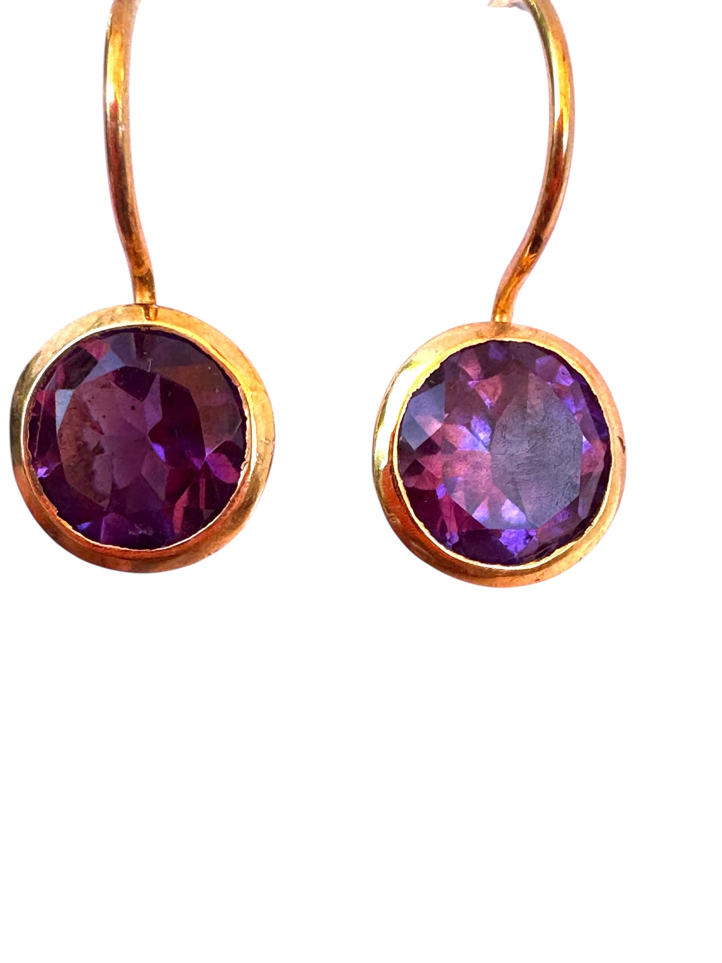 Dainty Bezel Set Amethys Drop Earrings