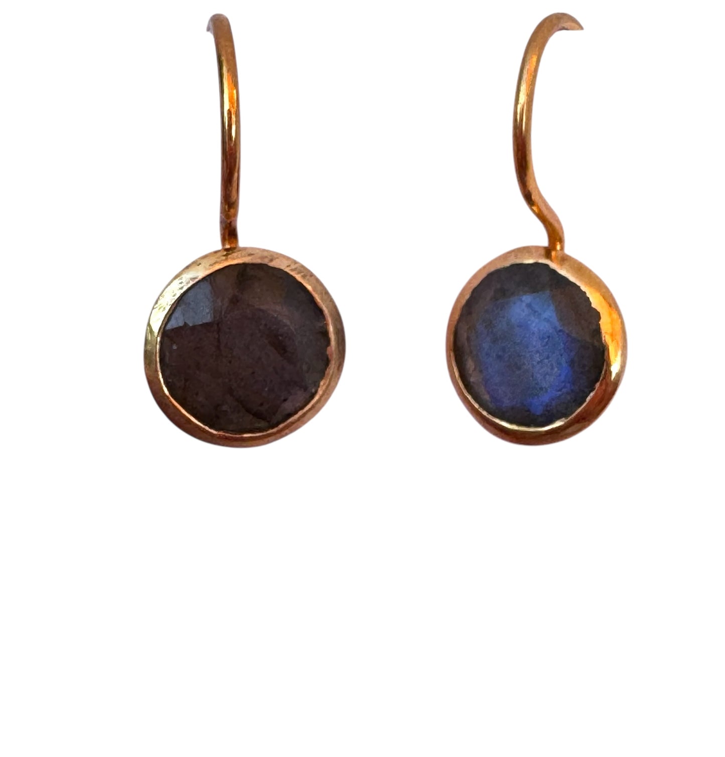Dainty Bezel Set Labradorite Drop Earrings