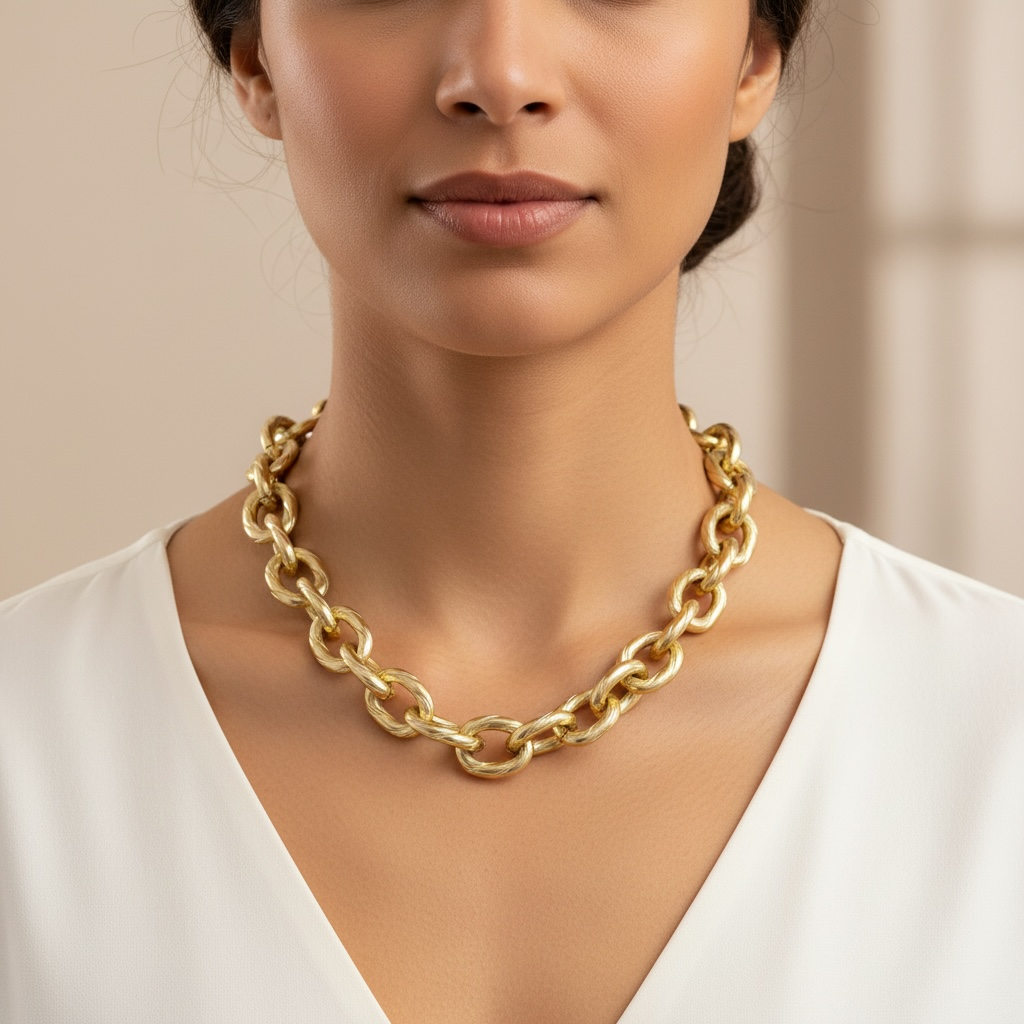 Long Gold Link Chain Necklace