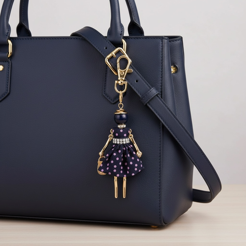 Miss Navy Blue & Pink Purse Charm