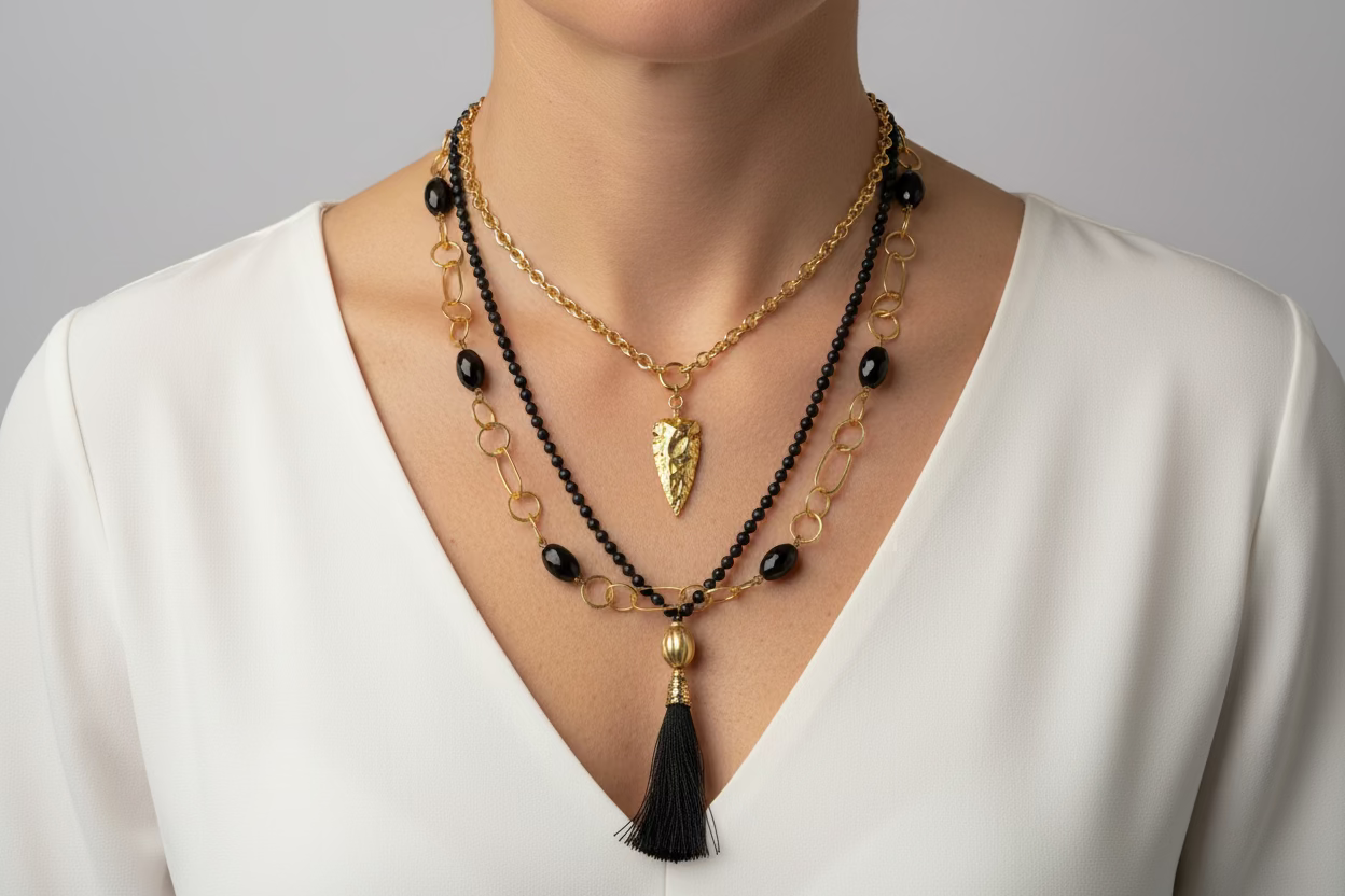 Link Chain Necklace & Removable Vermeil Arrowhead Charm