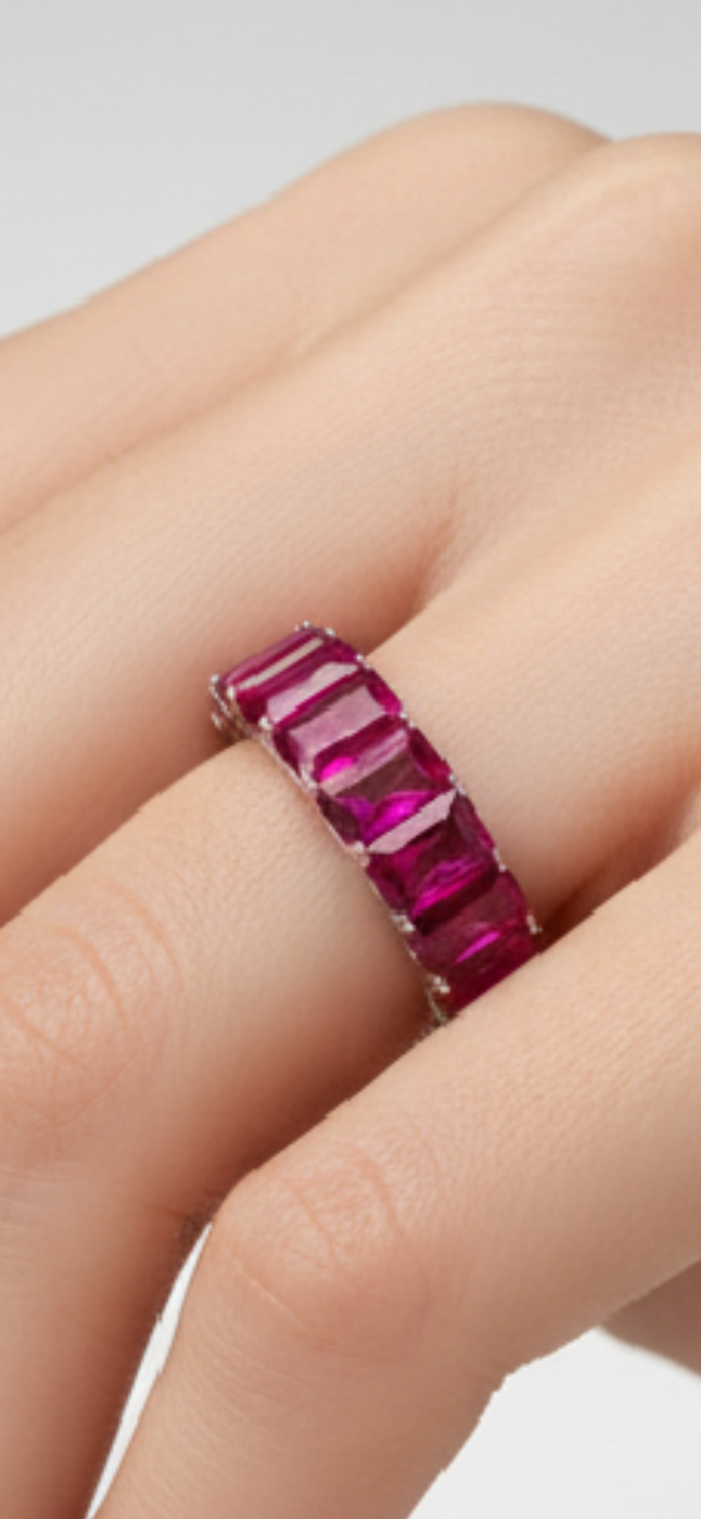 Red Cubic Zirconium Chanel Set Band