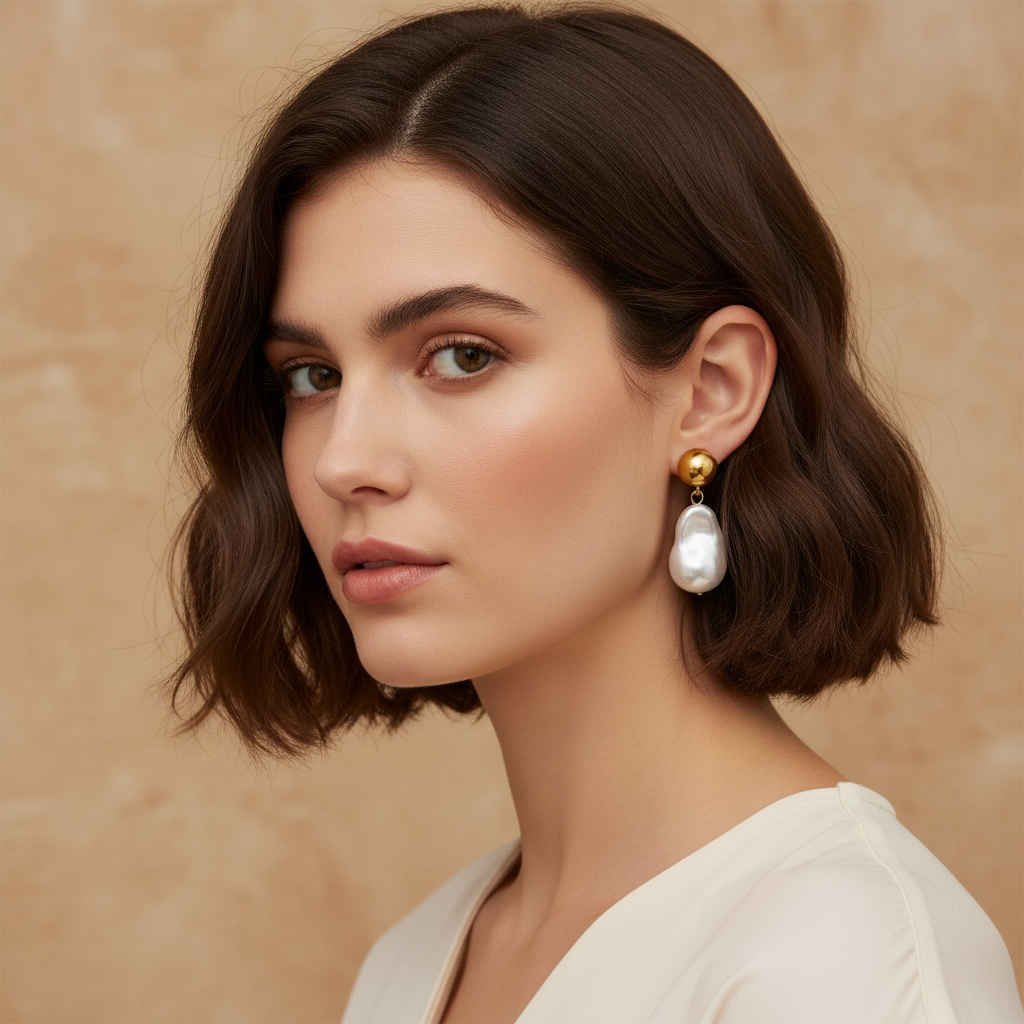 Large Shell Pearl Drop Earrings