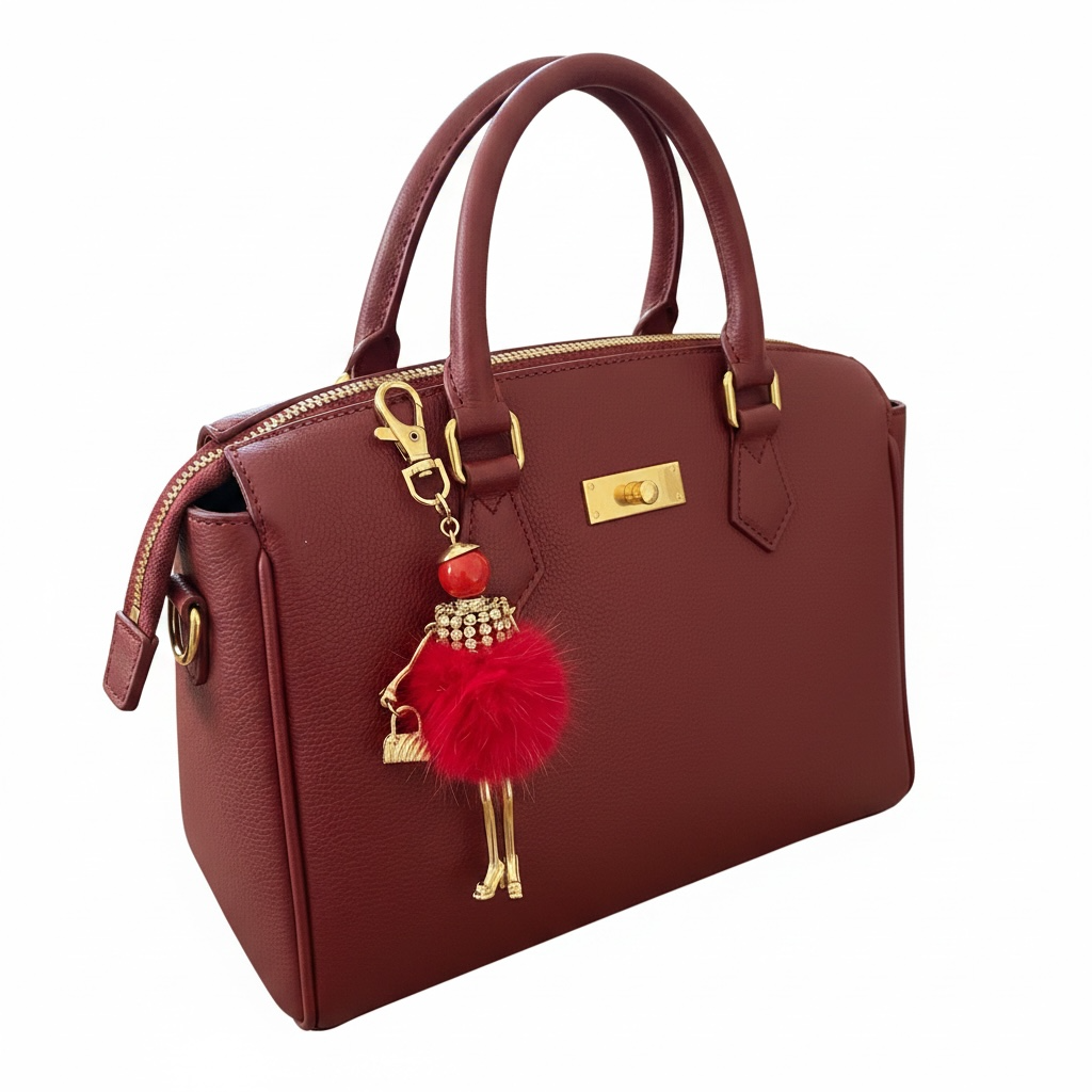 Miss Red Fur Purse Charm