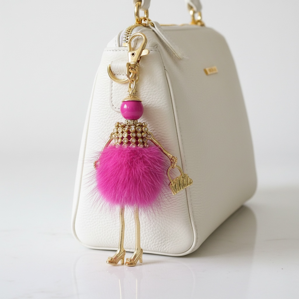 Miss Fuschia Fur Purse Charm