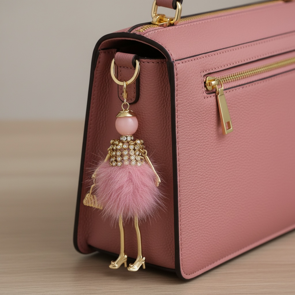 Miss Pink Fur Purse Charm