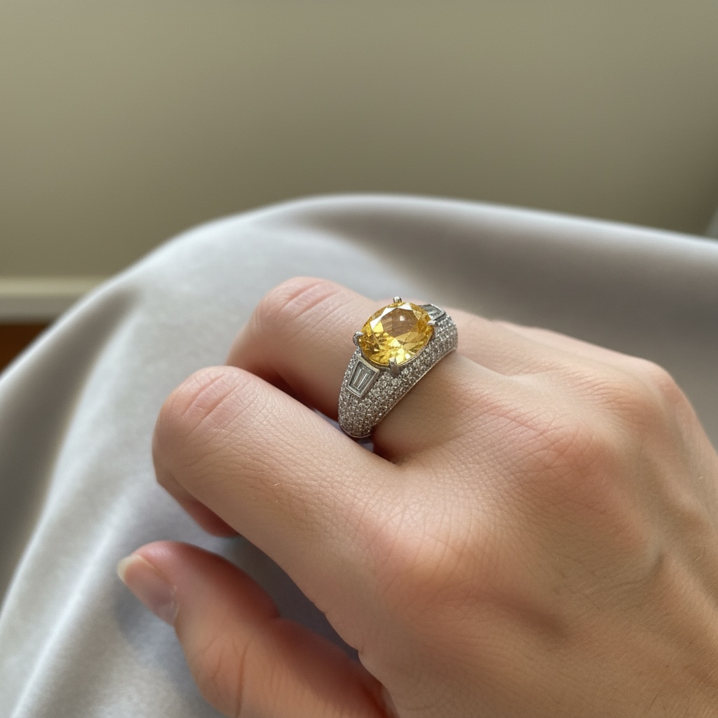 White Gold, Yellow and White Cubic Zirconium Ring