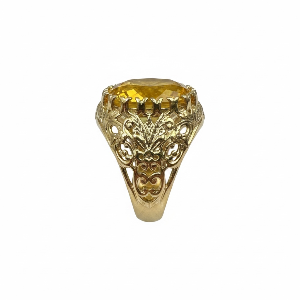 Vintage Look Yellow Zirconium Cocktail Ring