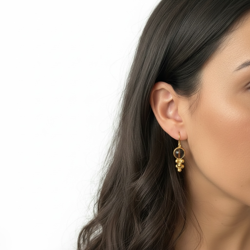 Dainty Round Tigger Eye Drop Earrings