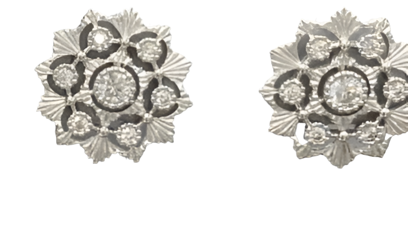 White Gold Flower & CZ Studs