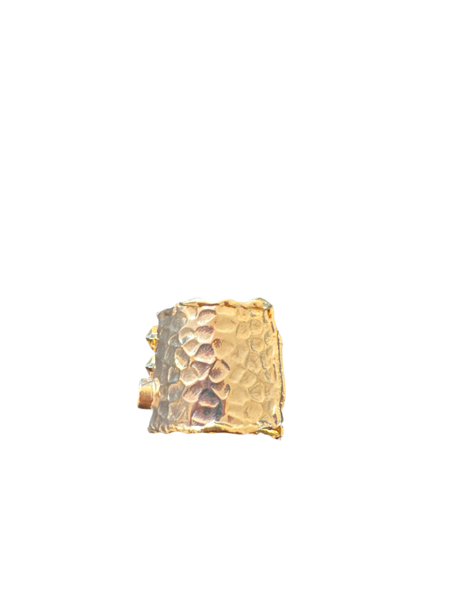 Hand Hammered Gold Band with Purple Cubic Zirconium