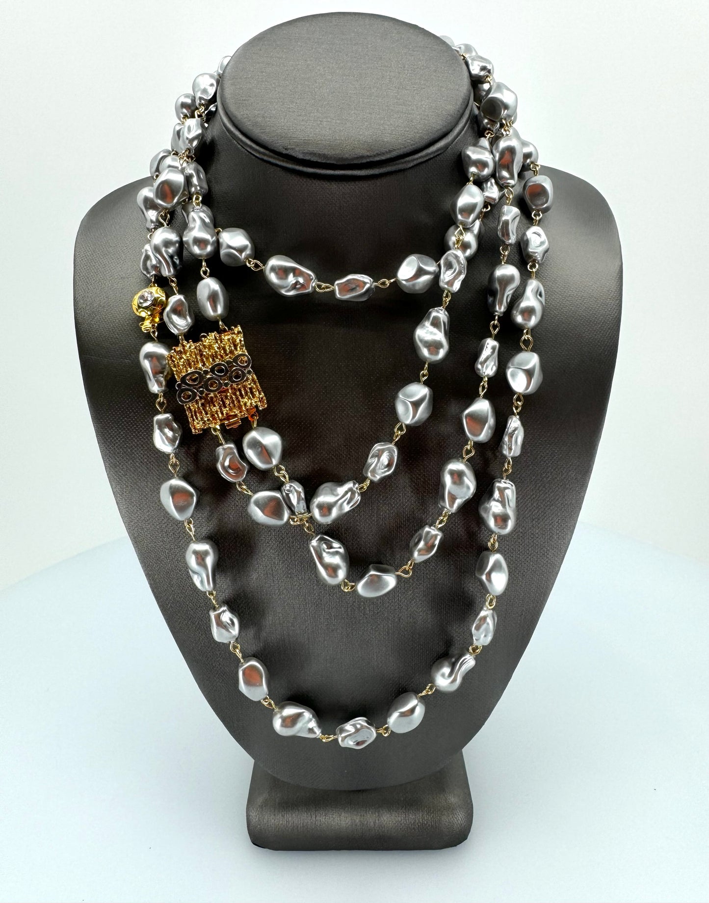 Long Gray Pearl Necklace