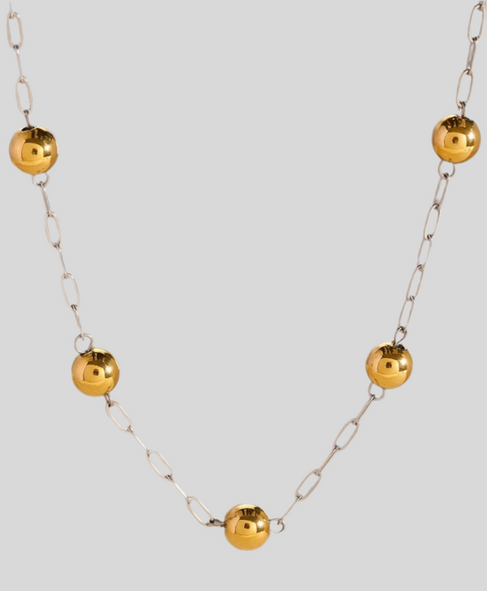 Silver Chain & Golden Balls Necklace