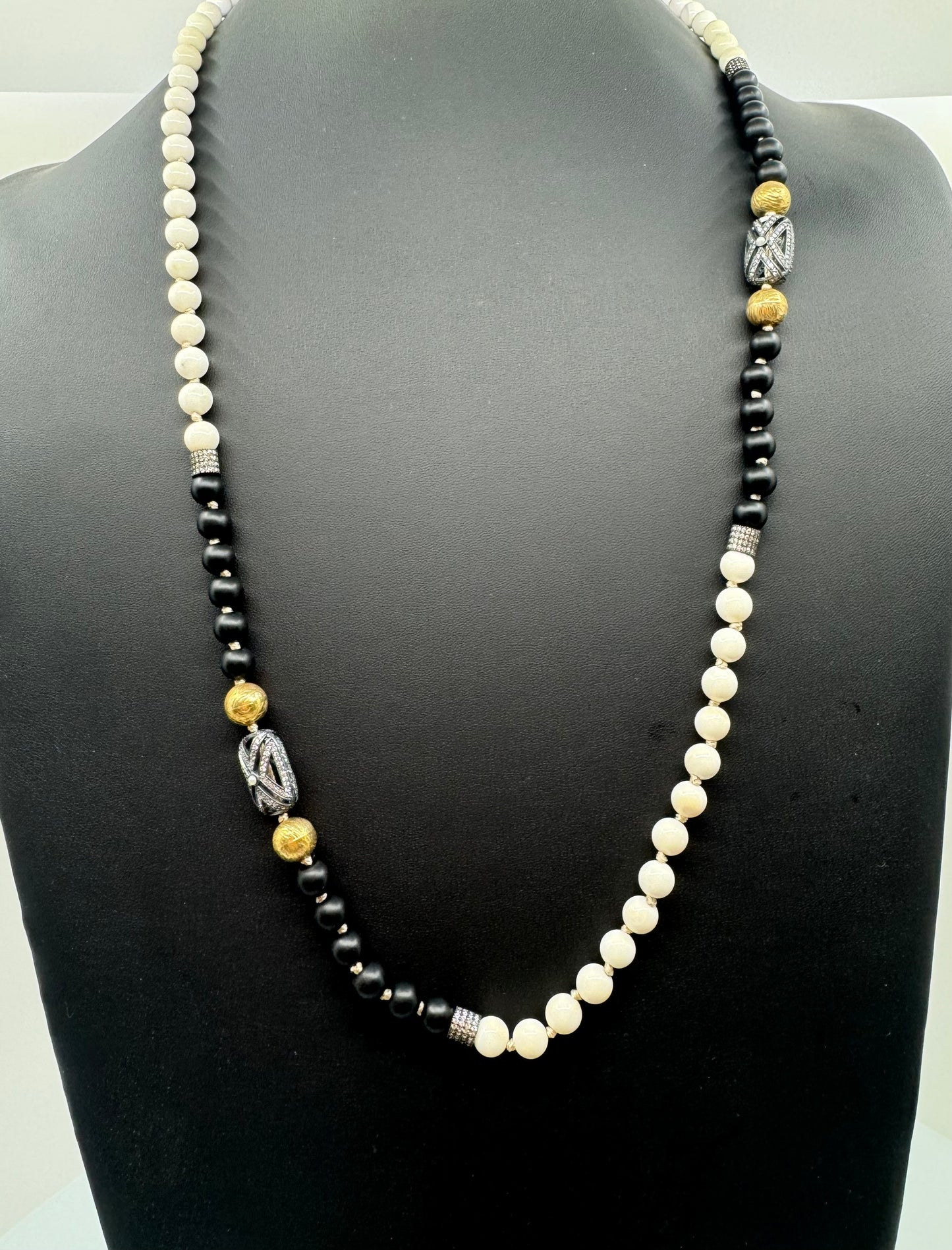 Onyx & White Agate Necklace