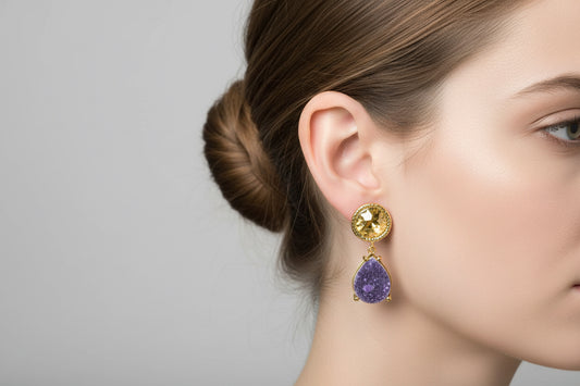 Purple Quartz Tear Drop Earrings