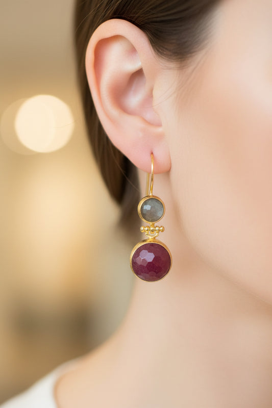 Labradorite & Carnelian Drop Earrings
