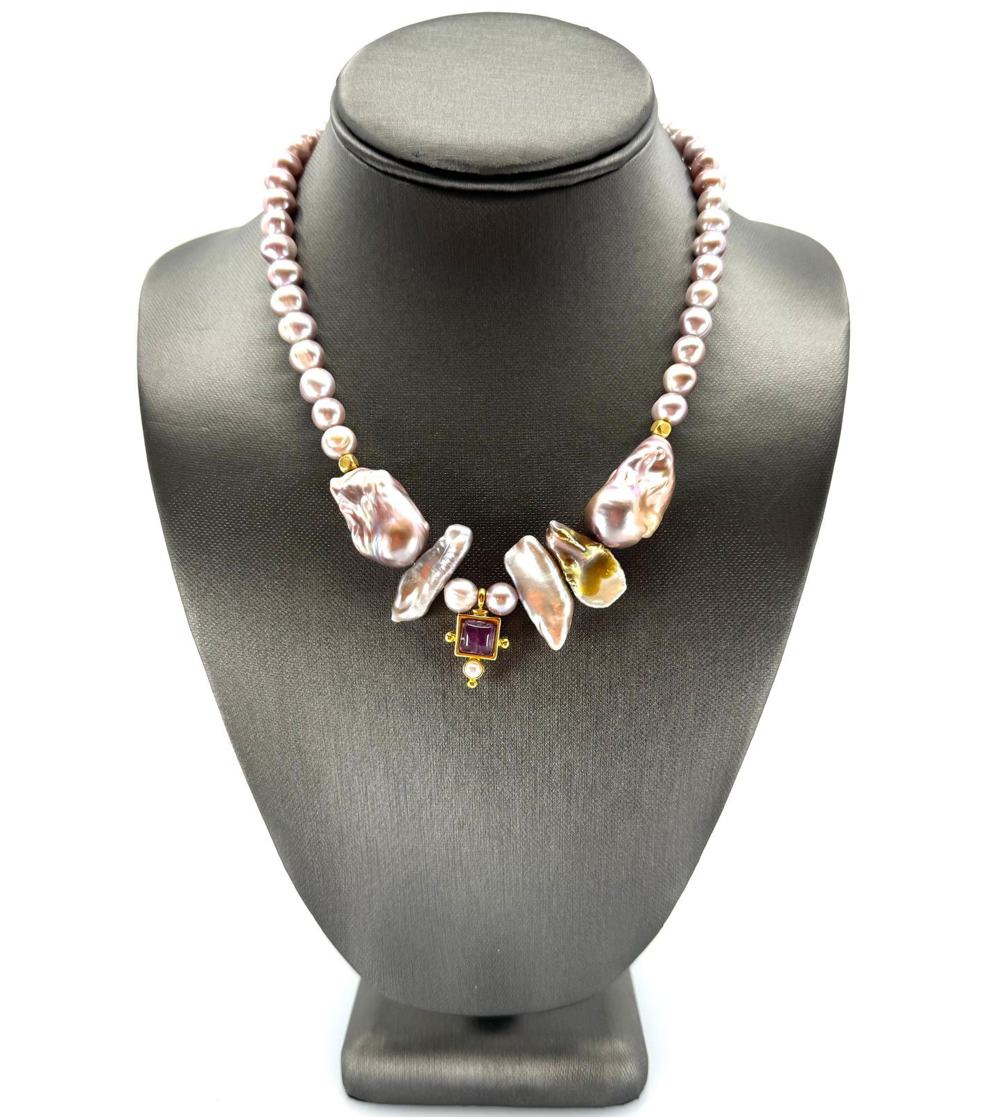 Pink Pearl & Garnet Necklace