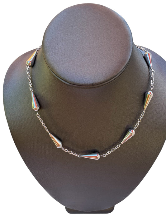 Barrel Link Chain White Gold Necklace