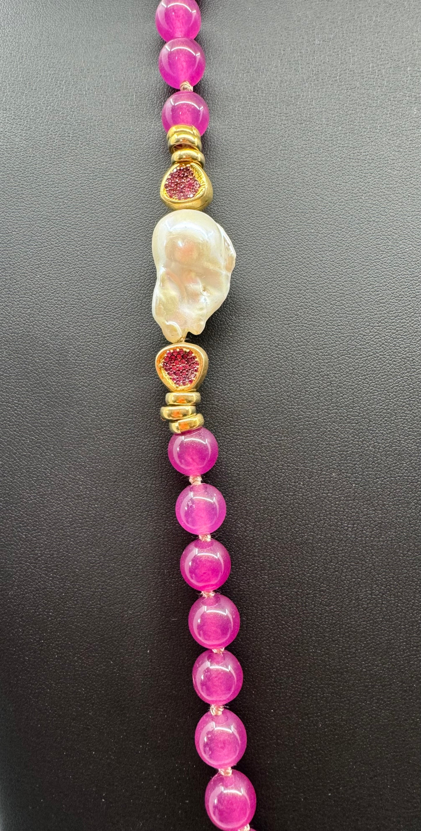 Raspberry Chalcedony & Baroque Pearl